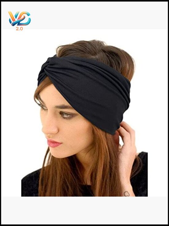 Wide Knotted Turban Headwrap Stretchy Non-Slip Fitness Yoga Hairband 10 Pk main image 4